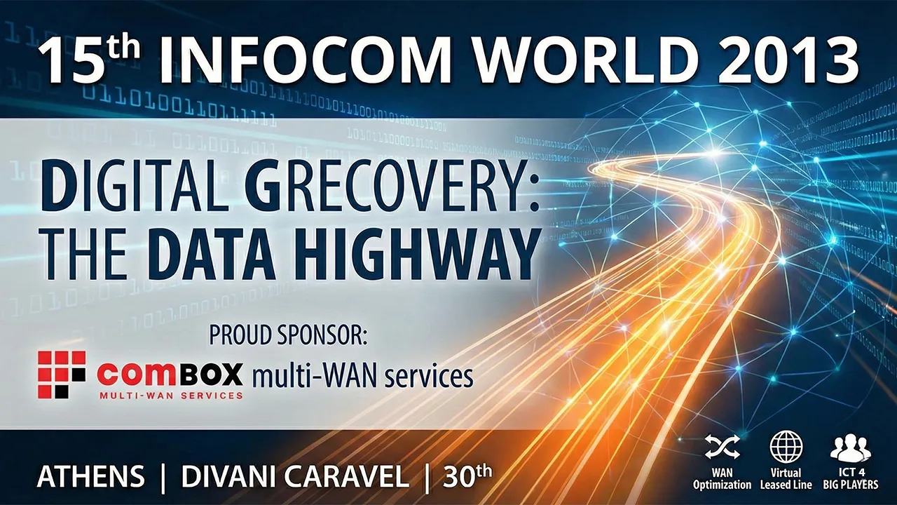 Event banner featuring comBOX Virtual Leased Line with a digital highway graphic