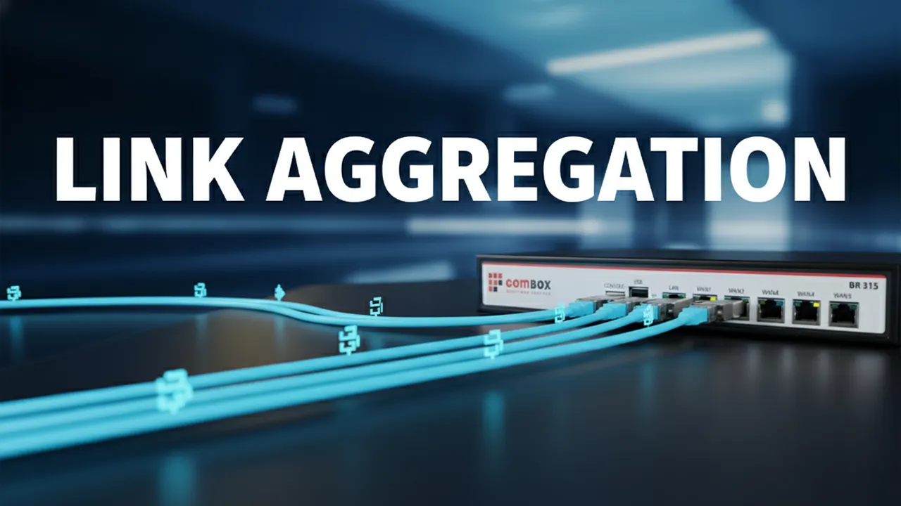 Network cables combining into a comBOX device demonstrating link aggregation technology