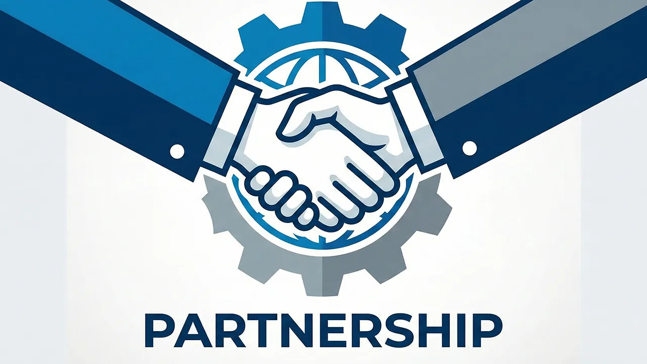 Illustration of a handshake symbolizing cooperation and growth in relation to bonding internet connections