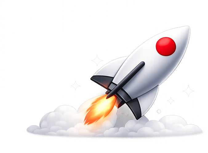 Launch partner sales and deployment concept showing a rocket taking off representing satellite bonding growth and activation