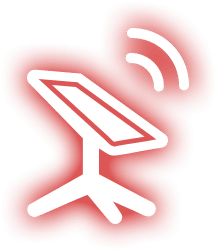 Starlink connectivity icon showing a satellite dish transmitting wireless signal waves